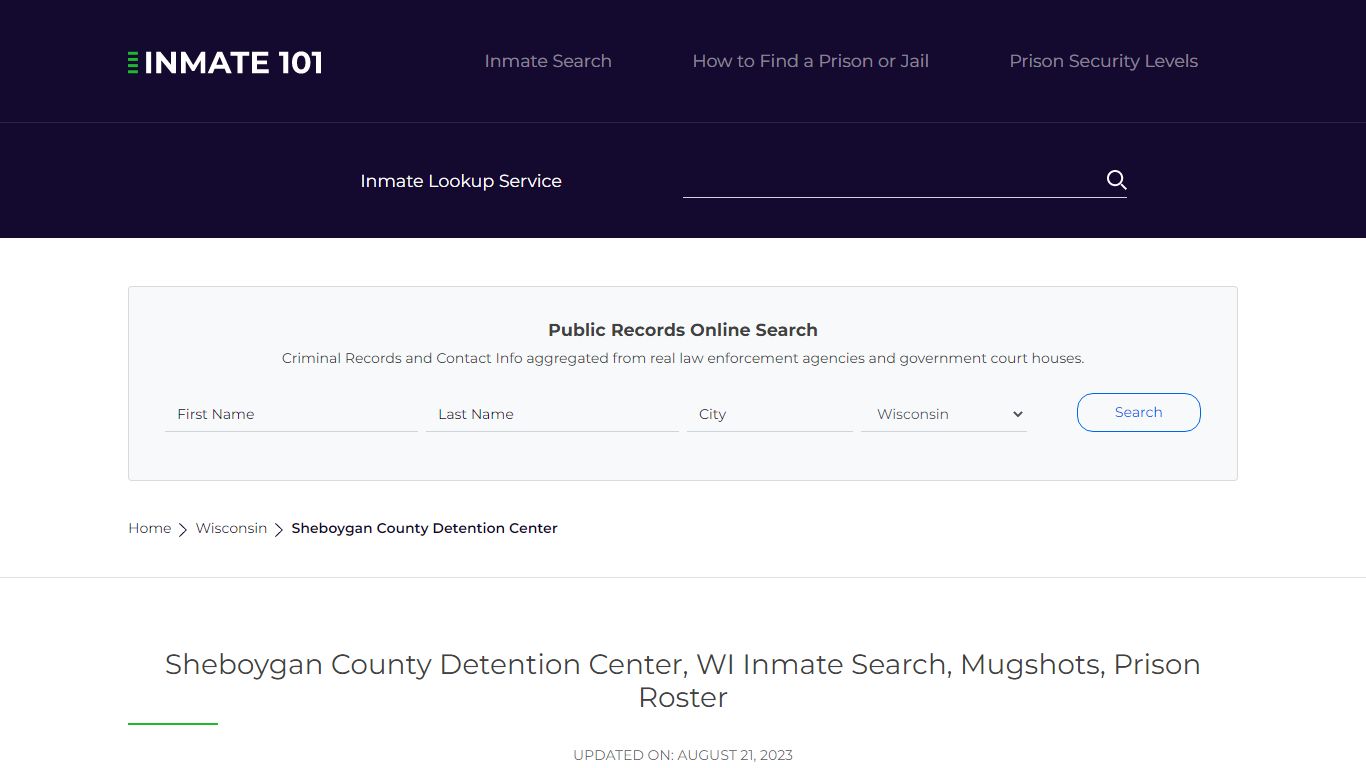 Sheboygan County Detention Center, WI Inmate Search, Mugshots, Prison ...